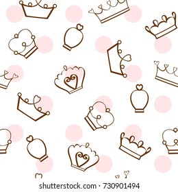 Hand drawing vector seamless pattern with crowns.