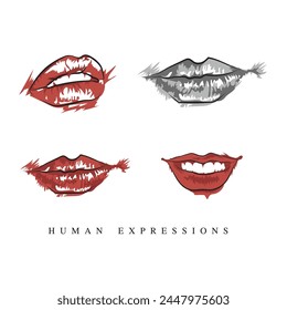 Hand drawing vector sketches, Lady vector lips art, An illustration of human body organ