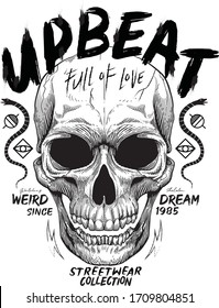 Hand drawing vector skull Apparel Print design