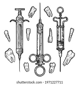 Hand Drawing Vector Vintage Syringe Lineart Stock Vector (Royalty Free ...