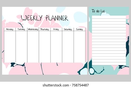 Hand Drawing Vector Weekly Planner Abstract Stock Vector (royalty Free 
