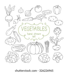 Hand drawing vegetables set. Vector illustration.