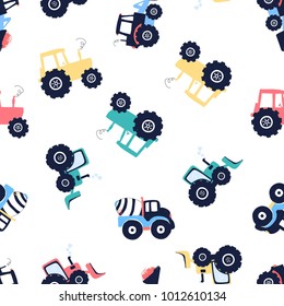 Hand drawing vehicles print design seamless pattern. Vector illustration design for fashion fabrics, textile graphics, prints.	