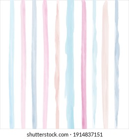 Hand drawing vertical watercolor lines, pastel colors. Background for wallpaper, packaging, textile, printing. Vector illustration