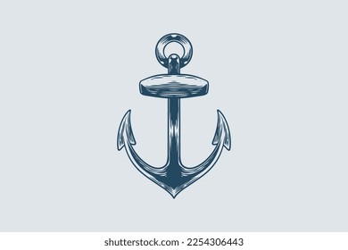 Hand drawing vintage anchor ocean theme isolated on white background.