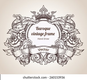 Hand drawing vintage baroque frame