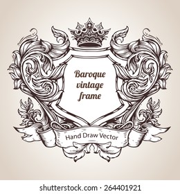 Hand drawing vintage baroque frame