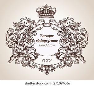 Hand drawing vintage baroque frame