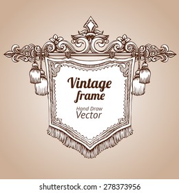 Hand drawing vintage baroque frame