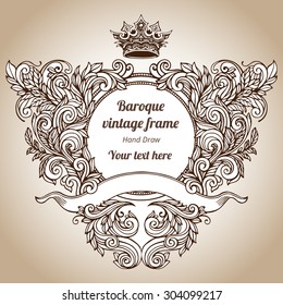 Hand drawing vintage baroque frame