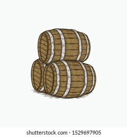 Hand Drawing Vintage Barrel Vector Illustration