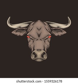 Hand drawing vintage bull head vector illustration