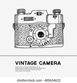 Hand drawing vintage camera.