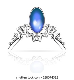 Hand drawing vintage frame Baroque elements for advertising in vintage style vector ornament in the frame for the text logo with blue stone