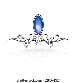 Hand drawing vintage frame Baroque elements for advertising in vintage style vector ornament in the frame for the text logo with blue stone