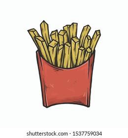 Hand drawing vintage french fries vector illustration