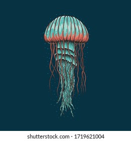 Hand drawing vintage jellyfish vector illustration