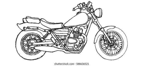 HAND DRAWING vintage motorcycling quality label set