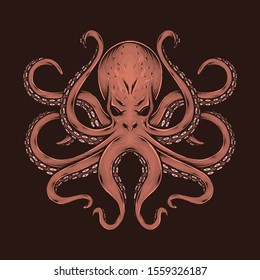 Hand drawing vintage octopus vector illustration