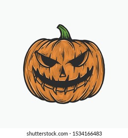 Hand drawing vintage pumpkin halloween vector illustration