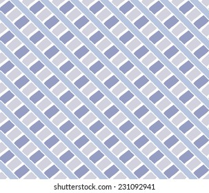 Hand drawing vintage rhombus shapes ornament background, crossed stripes, geometric texture seamless pattern. Light blue winter snow colors