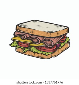 Hand drawing vintage sandwich vector illustration