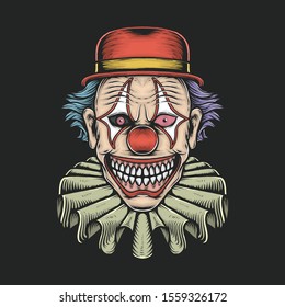 Hand drawing vintage scary clown vector illustration