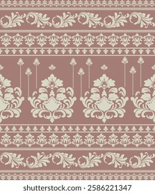 Hand drawing Wallpaper in the style of Baroque. A seamless vector background. floral ornament. Graphic vector patter illustration
