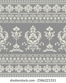 Hand drawing Wallpaper in the style of Baroque. A seamless vector background. floral ornament. Graphic vector patter illustration
