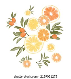 Hand Drawing Watercolor Illustration Vector Editable Orange For Sticker Or Icon Template