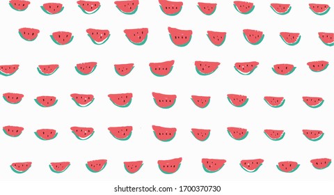 Hand drawing watermelon pattern background, cute background , summer concept, vector.
