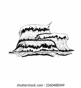 Hand drawing waves. Sea weaves. Black and white sketch