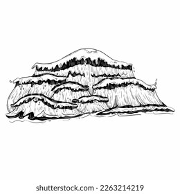 Hand drawing waves. Sea weaves. Black and white sketch