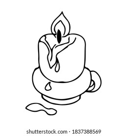 vela de cera de dibujo manual, ilustración vectorial aislada en fondo blanco