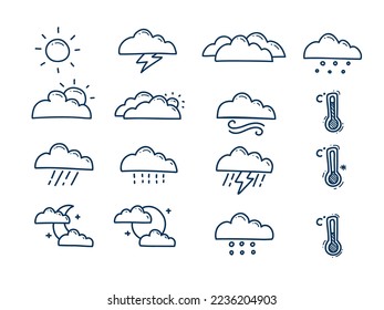 hand drawing weather outline icon doodle style