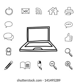 hand drawing web icon doodle sets