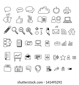 hand drawing web icon doodle sets