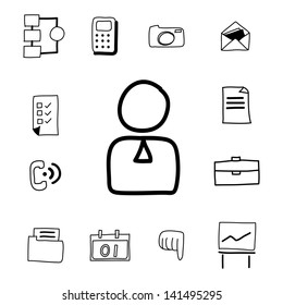 hand drawing web icon doodle sets