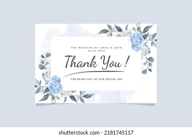 Hand Drawing Wedding Thank Card Floral Design