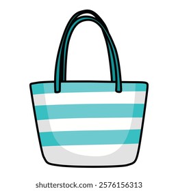 Hand Drawing of White Bag with Blue Stripes and Stylish Design