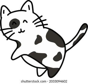 Hand drawing as white and gray cat shape in cartoon design on white background