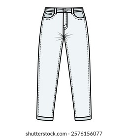 Hand Drawing of White Jeans with Casual and Modern Style