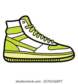 Hand Drawing of White and Light Green Woman’s Sneaker with Fresh and Stylish Vibes