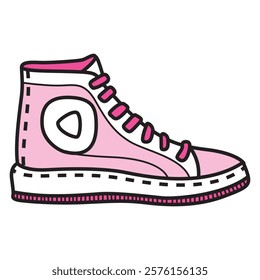 Hand Drawing of White and Light Pink Woman’s Sneaker with Soft and Stylish Appeal