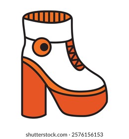 Hand Drawing of White and Orange High Heel Boots with Bold and Fashionable Style