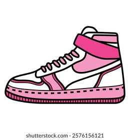 Hand Drawing of White and Pink Woman's Sneaker with Chic and Casual Style