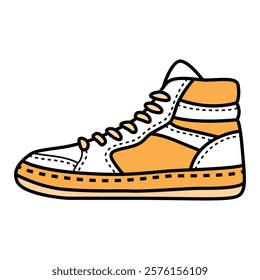 Hand Drawing of White and Yellow Woman’s Sneaker with Fresh and Vibrant Style