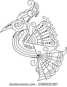 Hand drawing of wild Bird, animals, and flowers for saree designs or pattern for textile, wrapping paper, or backgrounds	
