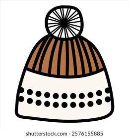 Hand Drawing of Winter Hat with Cozy and Stylish Details