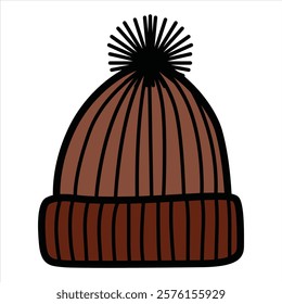 Hand Drawing of Winter Hat with Cozy and Stylish Details